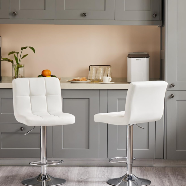 Upholstered Saddle-Seat Bar Stools with Metal Bases (Set of 2)
