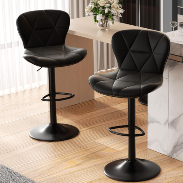 Adjustable Swivel Bar Stools with Backrests (Set of 2)